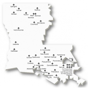 Louisiana Mainstreet Map featuring Bastrop